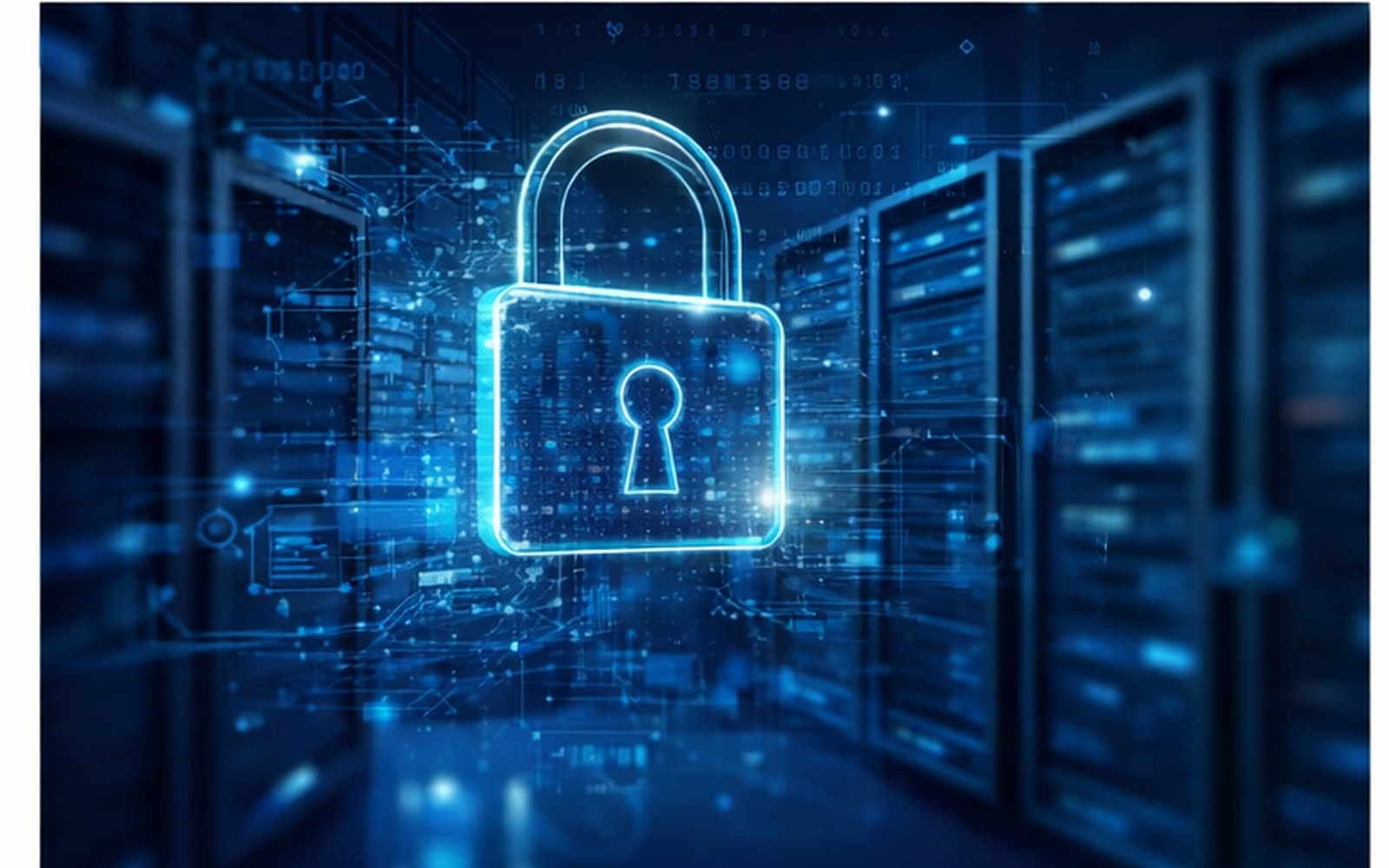 Abstract secure data center and cybersecurity visual