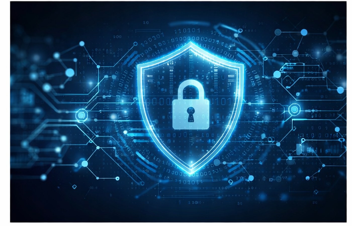 Abstract cybersecurity shield visual